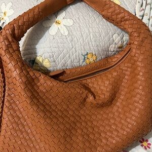 Woven Leather Hobo Bag